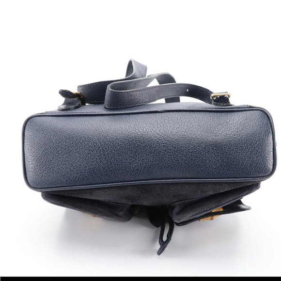 SOLD! RARE GUCCI “NAVY” VINTAGE Bamboo, Suede, leather backpack great condition! - Picture 5 of 9